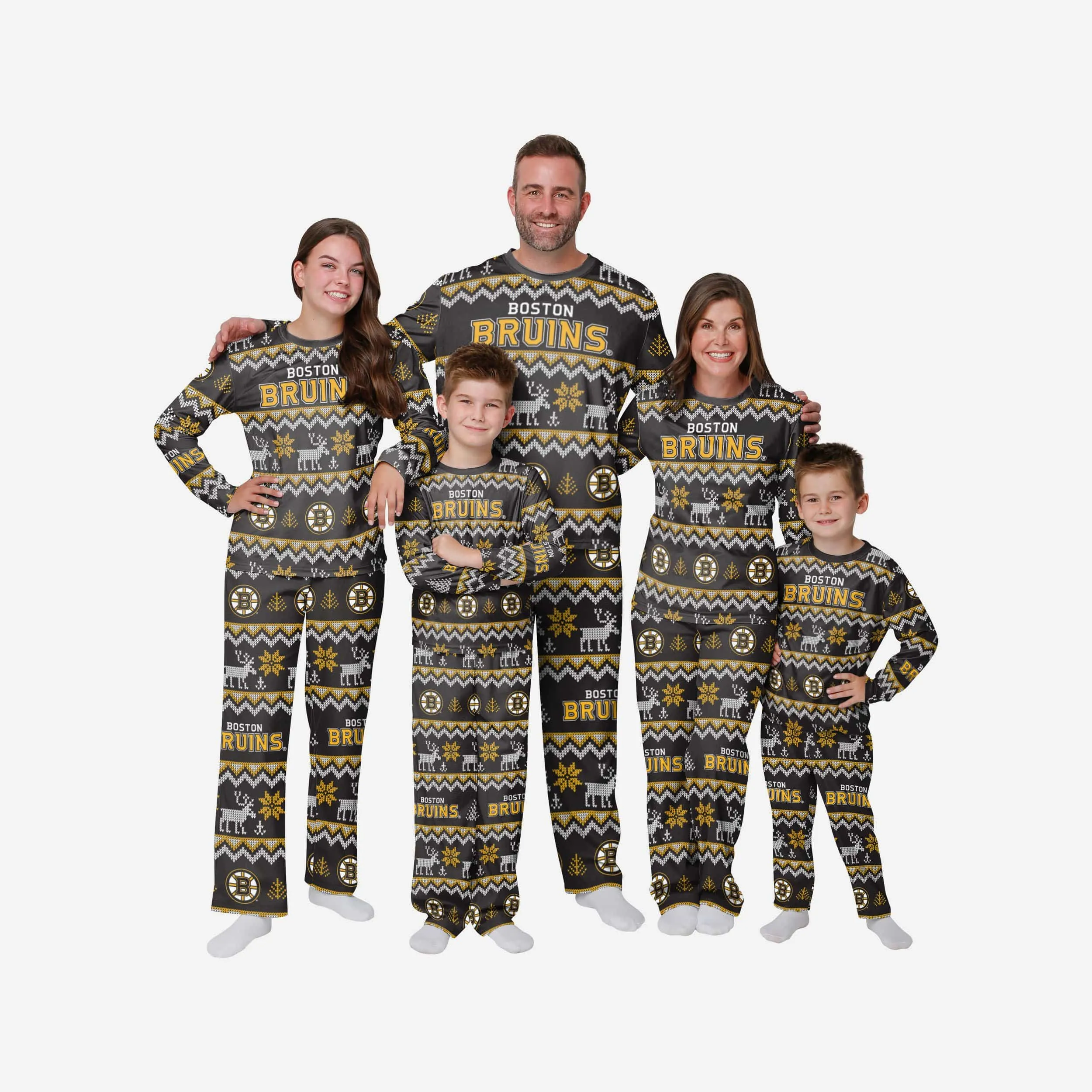 Boston Bruins Mens Ugly Pattern Family Holiday Pajamas