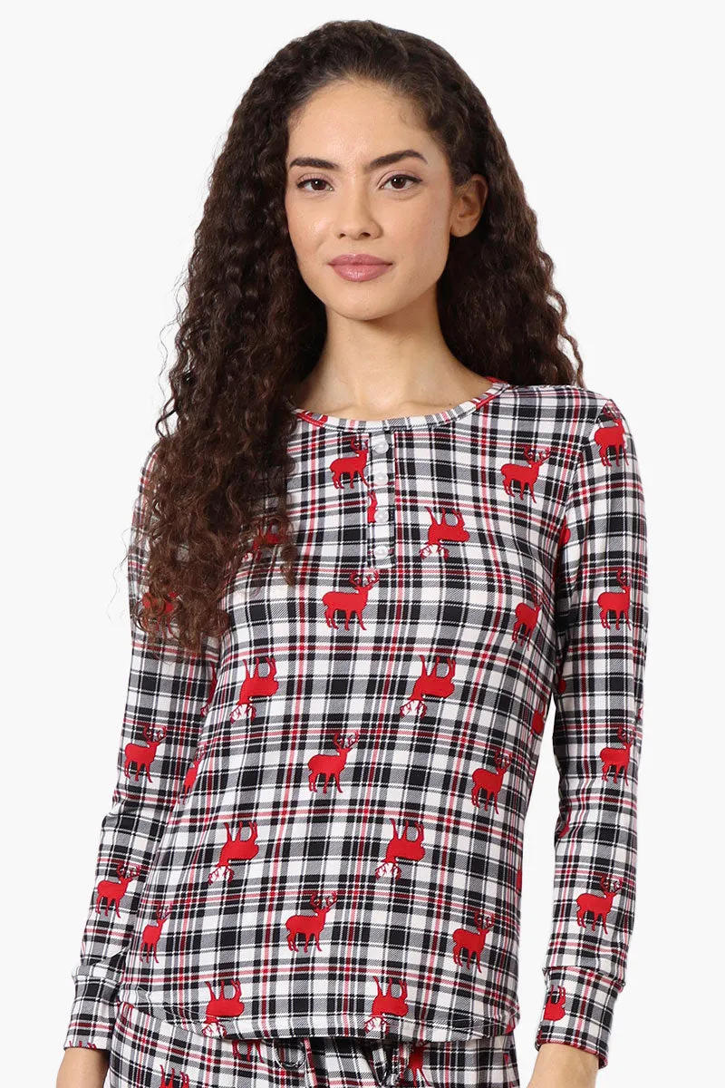 Canada Weather Gear Reindeer Pattern Henley Pajama Top - Multi