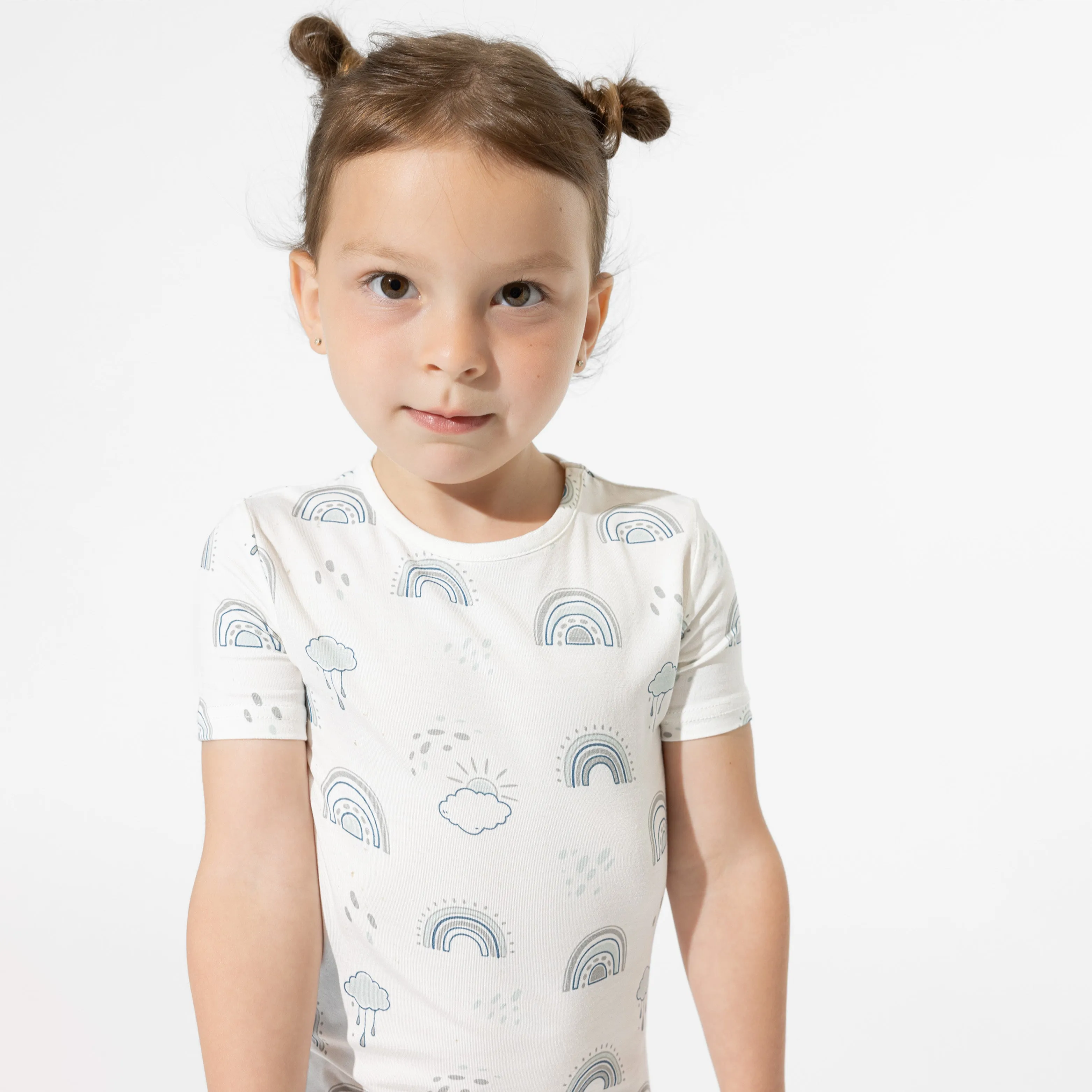 Grey Rainbows Bamboo Kids Pajama Short Set