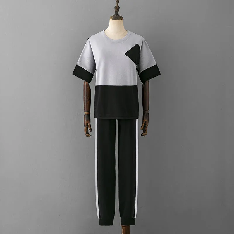 Grey Viscose Short Sleeved Pajama Set