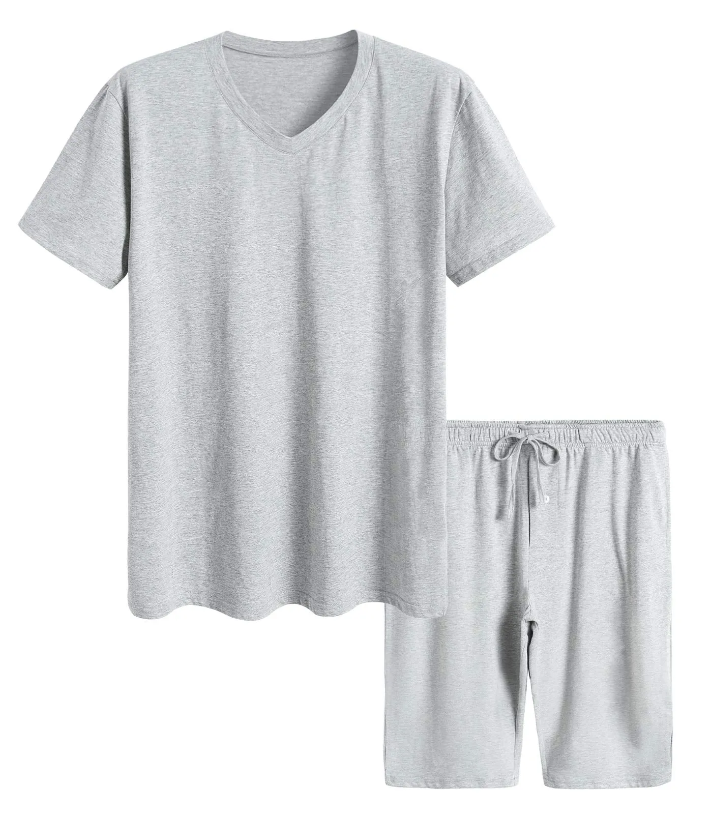 Men's Cotton Shirt with Shorts Pajama Set Knit Lounge Set